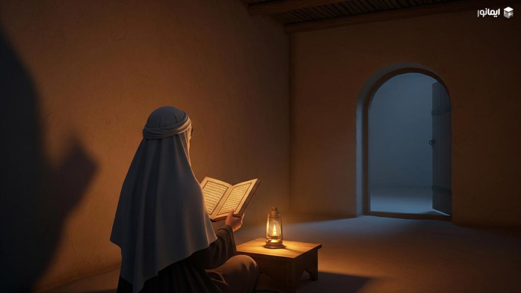 از قصر روم تا سامرا؛ روایت زندگی مادر امام زمان (عج) 1 حکیمه خاتون در حال قرآن خواندن